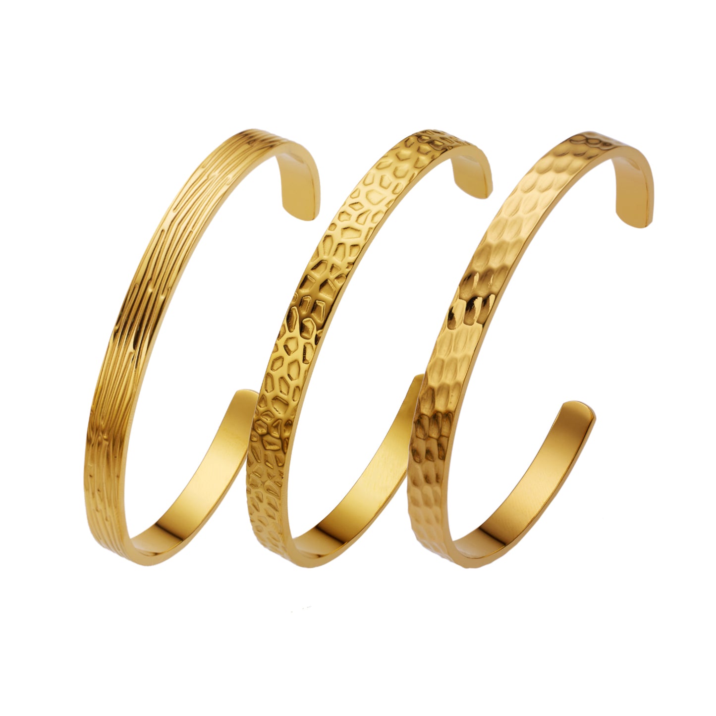 Armband aus Edelstahl mit Hammerschlag-Goldbeschichtung und 18 Karat