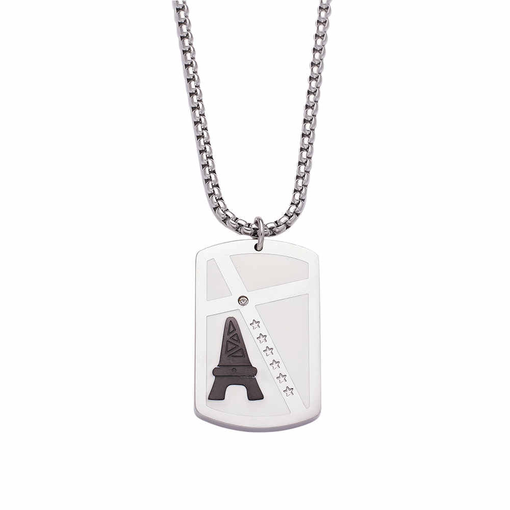 Collier pyramide pour homme en acier inoxydable plaqué or 18 carats