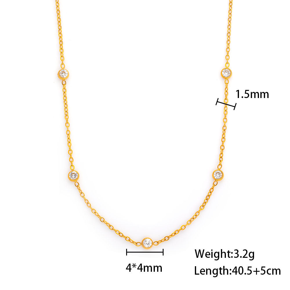 316 Stainless Steel 18K Gold Plated Zircon Necklace | Dazzling Sparkling Minimalist Jewelry