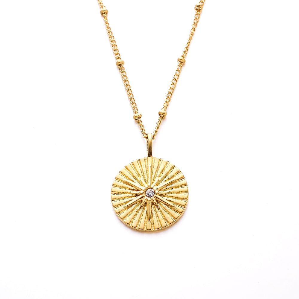 Collier tendance avec pendentif en forme d'étoile à huit branches plaqué or 18 carats
