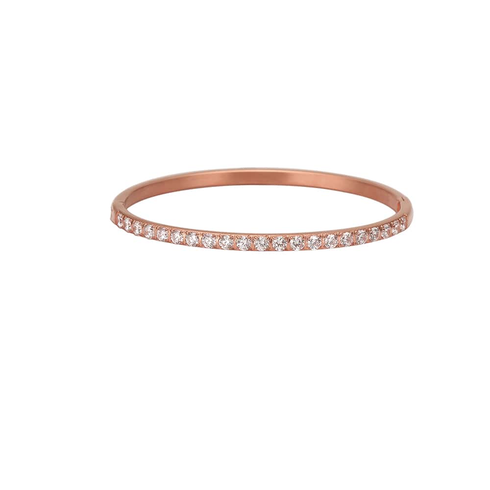 Edelstahl-Armreif mit 18 Karat Goldplattierung und Zirkonia