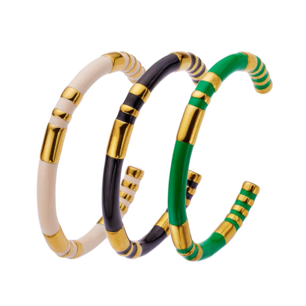 Vintage Luxury Enamel Stainless Steel Bangle