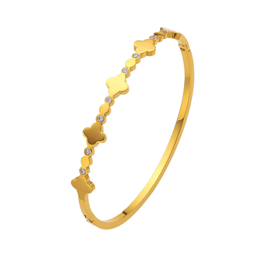 Stainless steel plated 18K gold high grade micro-diamond bracelet