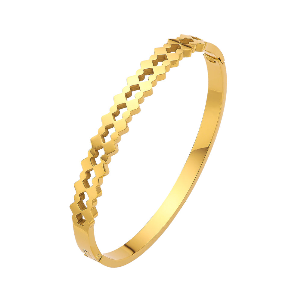 Bracelet doré vintage français en acier inoxydable plaqué or 18 carats
