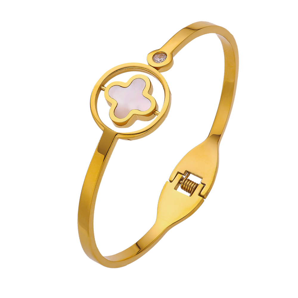 Stainless steel plated 18K gold four-leaf clover bracelet