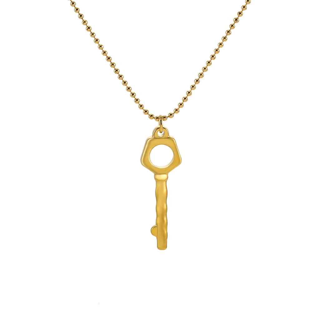 Stainless steel 18k gold plated love key pendant necklace