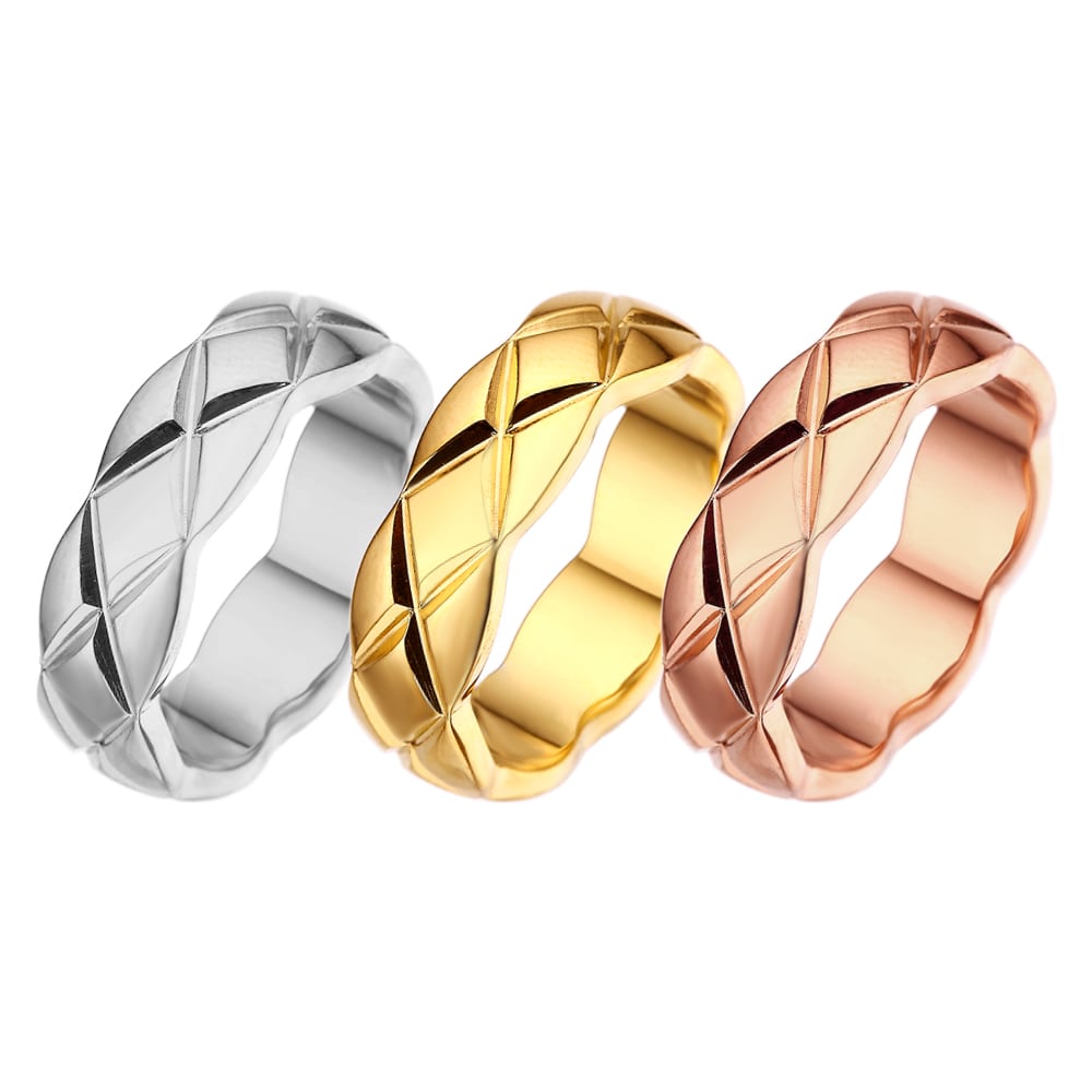 Stainless steel 18k gold plated bread ring