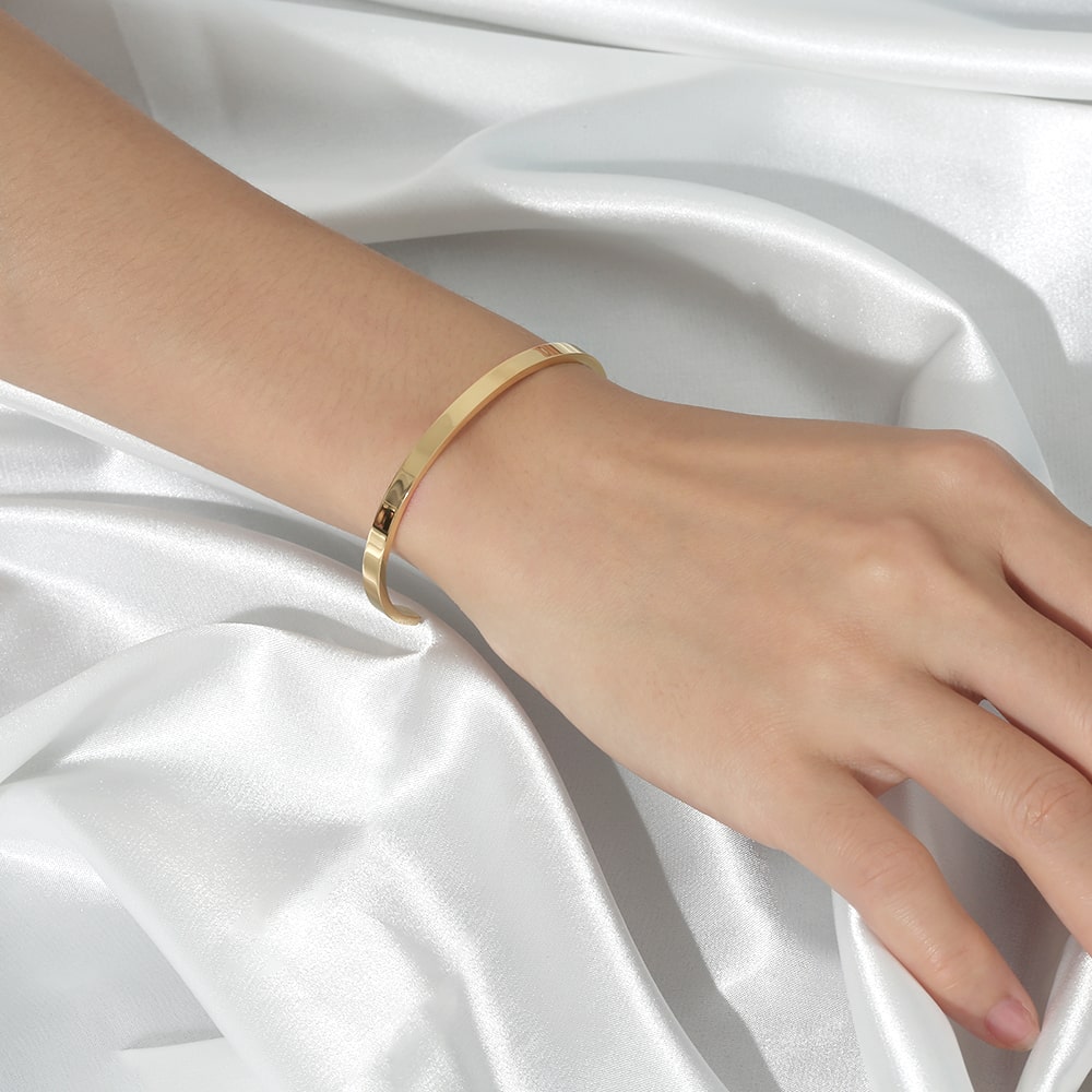 Stainless steel 18K gold plated C-type bangle