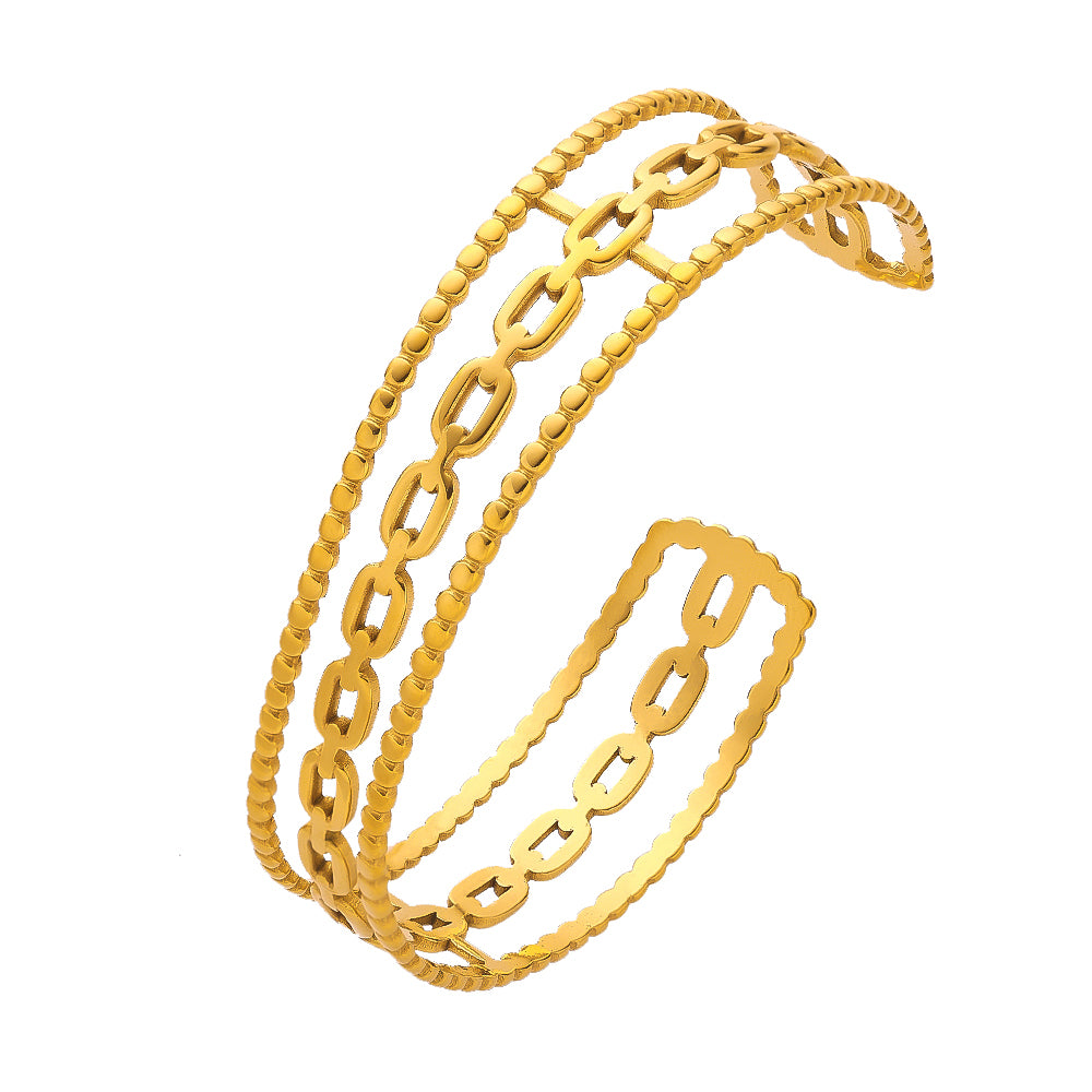 Stainless steel plated 18-karat gold semi-closed loop chain gold bracelet