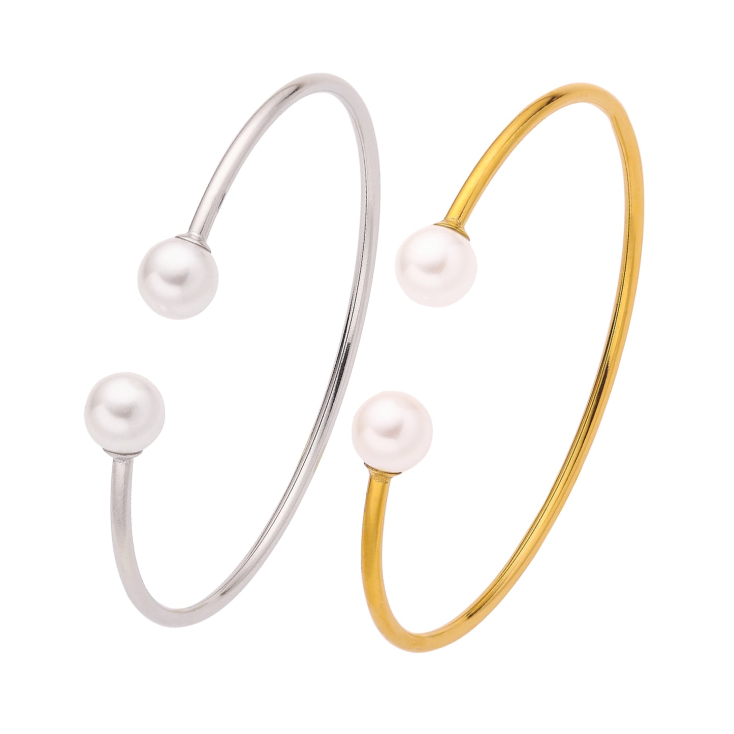 Stainless steel plated 18K gold bracelet with pearl