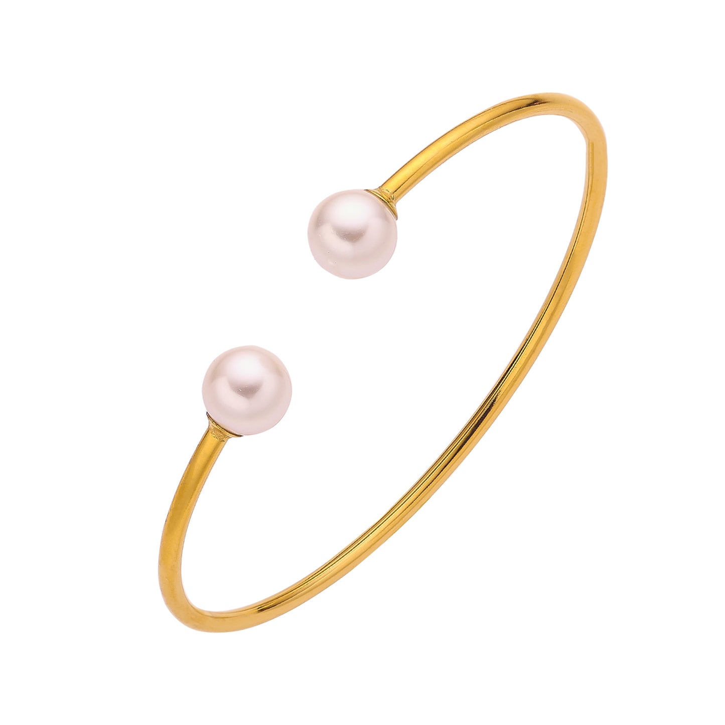 Stainless steel plated 18K gold bracelet with pearl