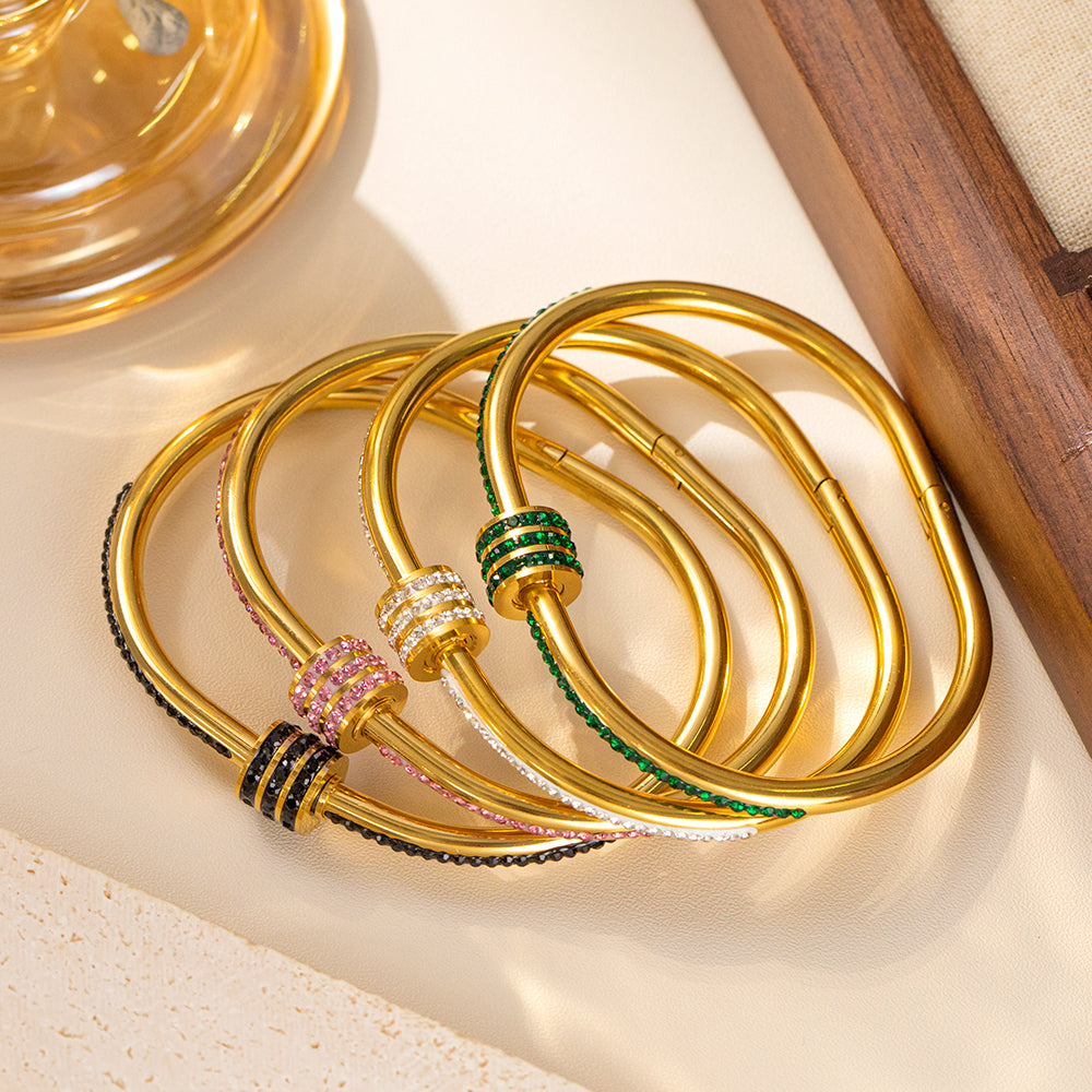 316 Stainless Steel 18K Gold Plated Crystal Bracelet | Sparkling Elegant Design