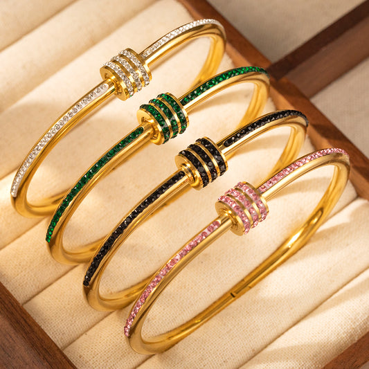 316 Stainless Steel 18K Gold Plated Crystal Bracelet | Sparkling Elegant Design