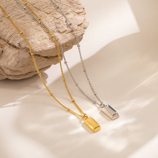 316 Stainless Steel 18K Gold Plated Square Necklace | Minimalist Elegant Pendant for Women