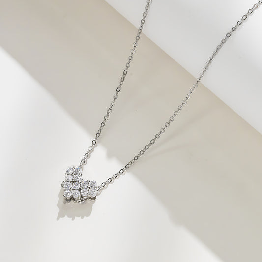 316 Stainless Steel Heart Zircon Necklace | Sparkling Silver Heart Necklace for Women Jewelry