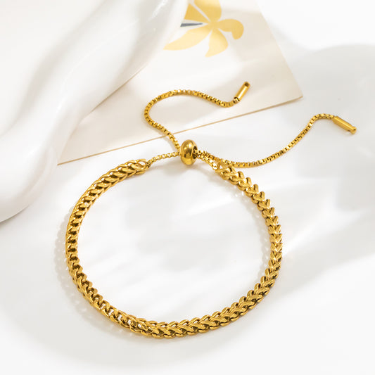 316 Stainless Steel 18K Gold Plated Rope Chain Bracelet | Adjustable Minimalist Jewelry