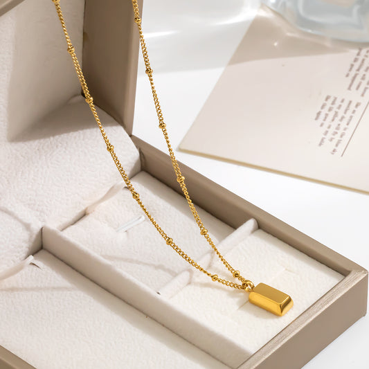 Mini Cube Pendant Necklace – 316L Stainless Steel, Waterproof, Tarnish Free, Hypoallergenic & 18K Gold Plated