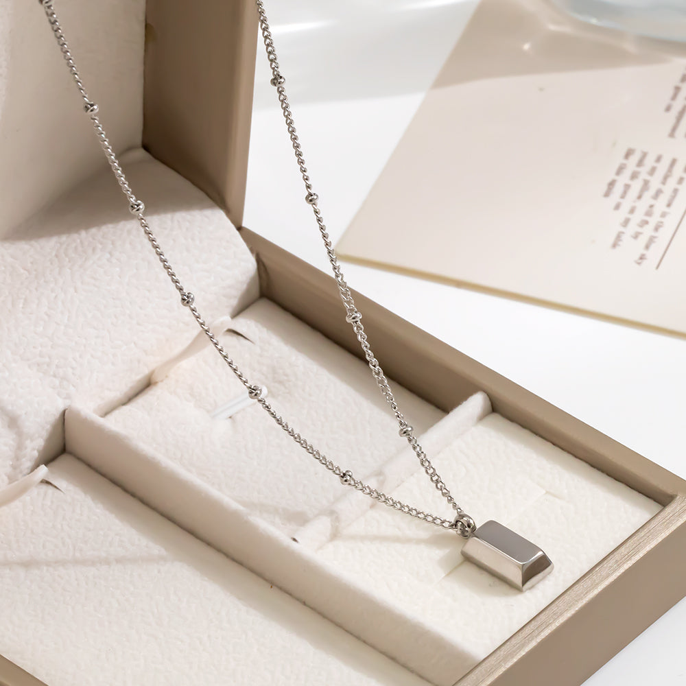 316 Stainless Steel 18K Gold Plated Square Necklace | Minimalist Elegant Pendant for Women