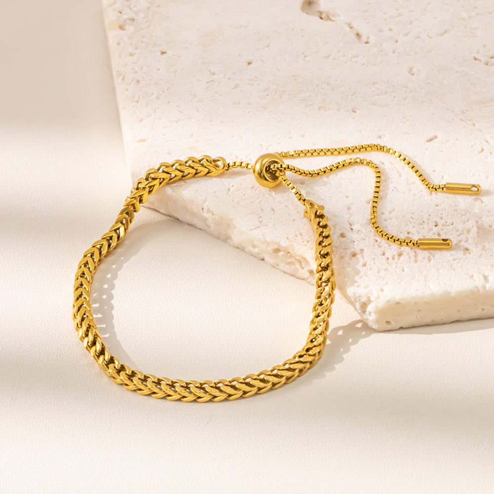 316 Stainless Steel 18K Gold Plated Rope Chain Bracelet | Adjustable Minimalist Jewelry