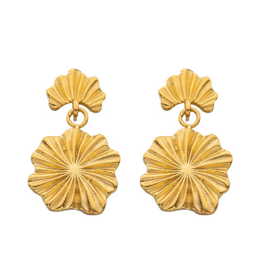 316 Stainless Steel 18K Gold Plated Two Leaf Earrings | Nature-Inspired Minimalist Jewelry