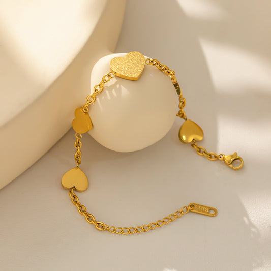 Five Heart Bracelet – 316L Stainless Steel, Waterproof, Tarnish Free, Hypoallergenic & 18K Gold Plated