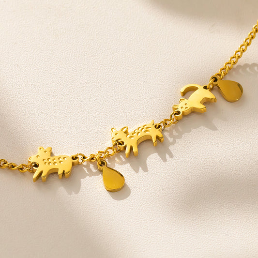 Three Cute Animal Bracelet – 316L Stainless Steel, Waterproof, Tarnish Free, Hypoallergenic & 18K Gold Plated