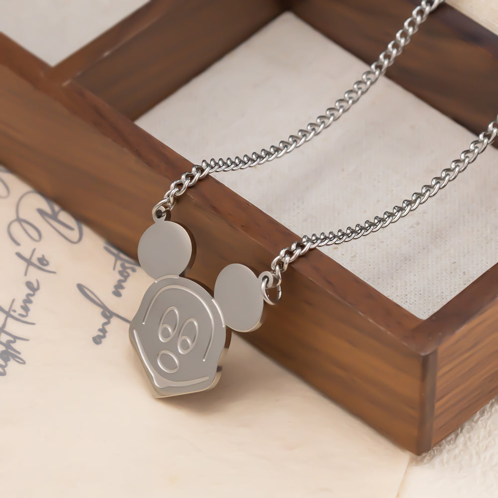 Cute Cartoon Mouse Pendant Necklace – 316 Stainless Steel, Fun & Stylish