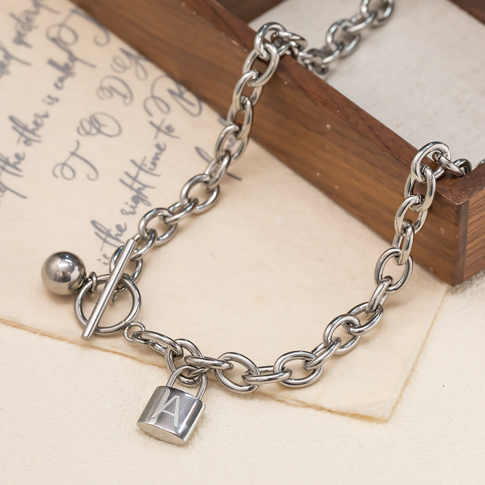 Lock Pendant OT Necklace – 316L Stainless Steel, Modern Minimalist Style