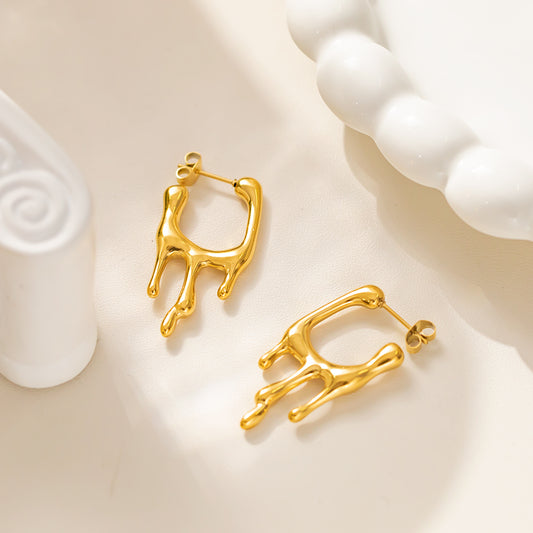 316 Stainless Steel 18K Gold Plated Melting Ice Cream Earrings | Fun and Trendy Jewelry