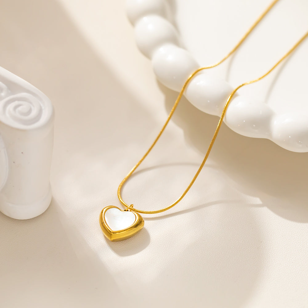316 Stainless Steel 18K Gold Plated Colorful Heart Pendant Necklace | Four Color Trendy Jewelry