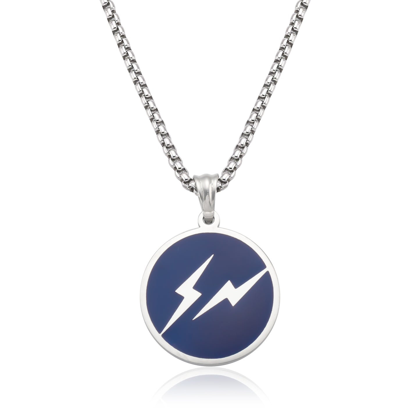 Blue Round Pendant Necklace for Men – Stylish & Textured