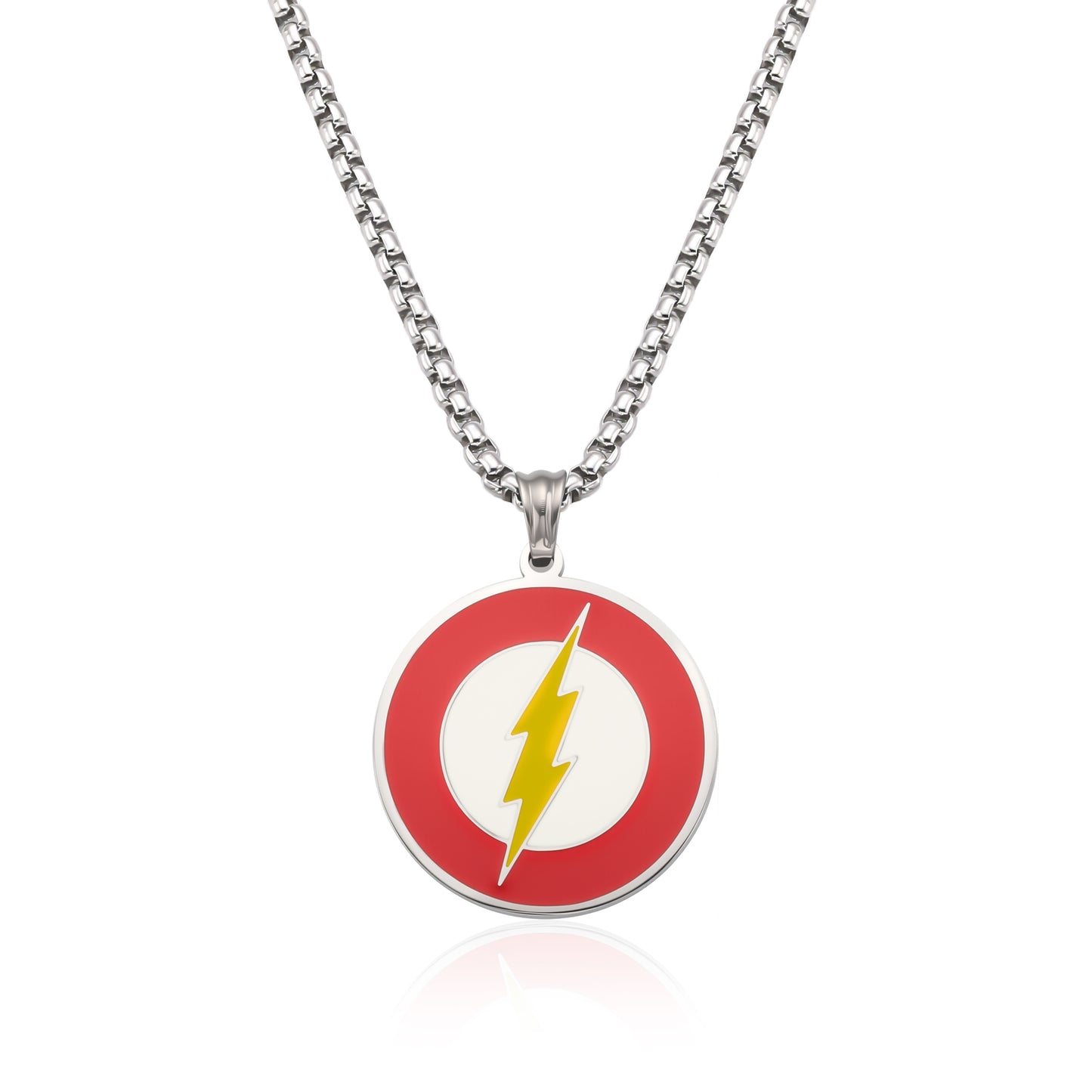 Red Circle Lightning Pendant Necklace – 316 Stainless Steel, Bold & Stylish