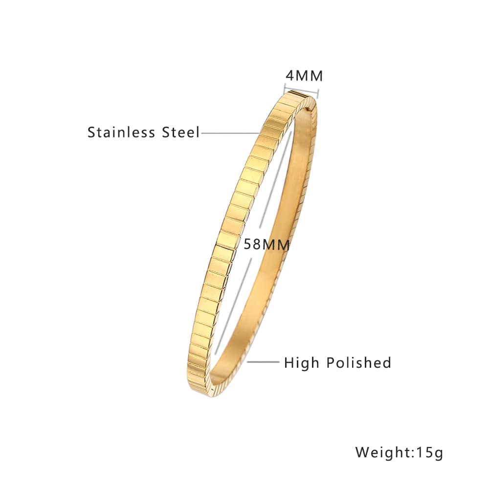 Stainless steel 18K gold plated rectangular bangle