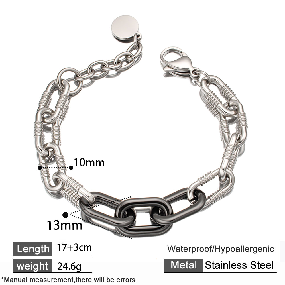 Onyx Unity Bracelet – Black Ceramic & Stainless Steel Chunky Chain, Unisex