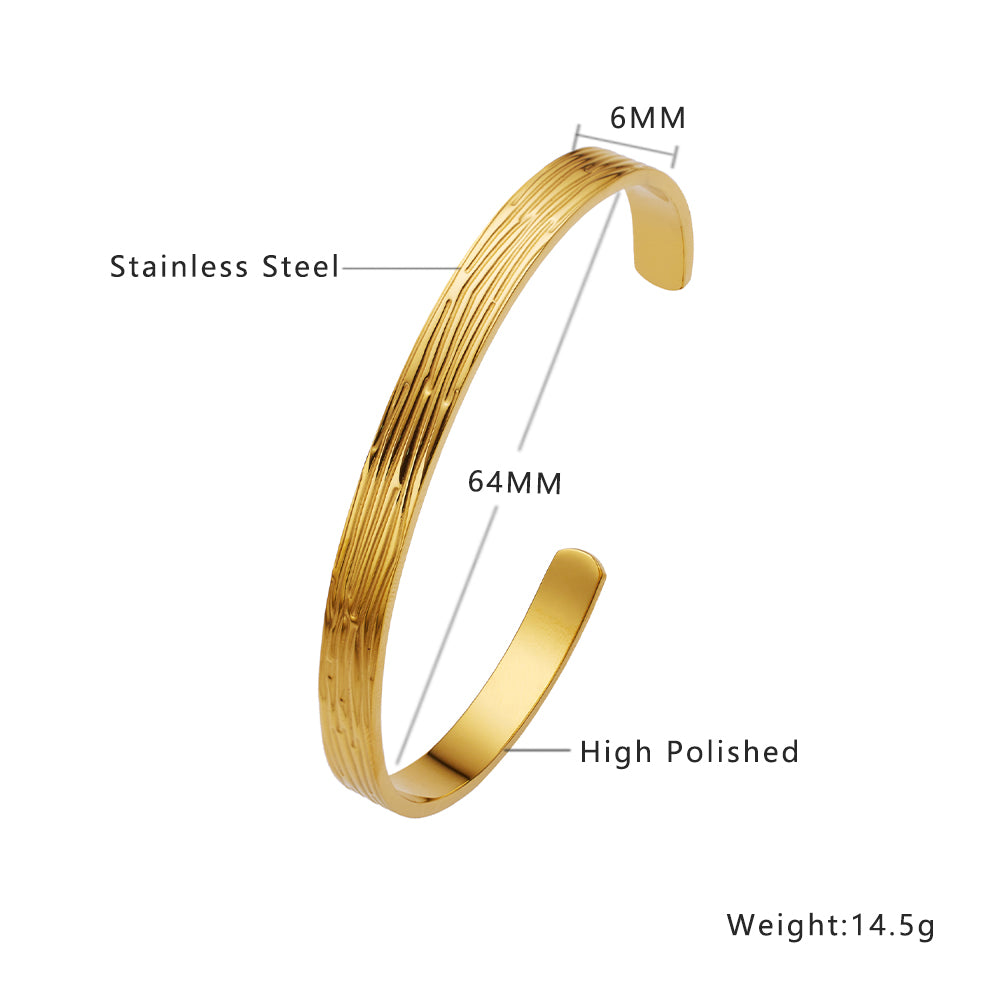 Stainless steel plated 18-karat gold hammer cut bracelet