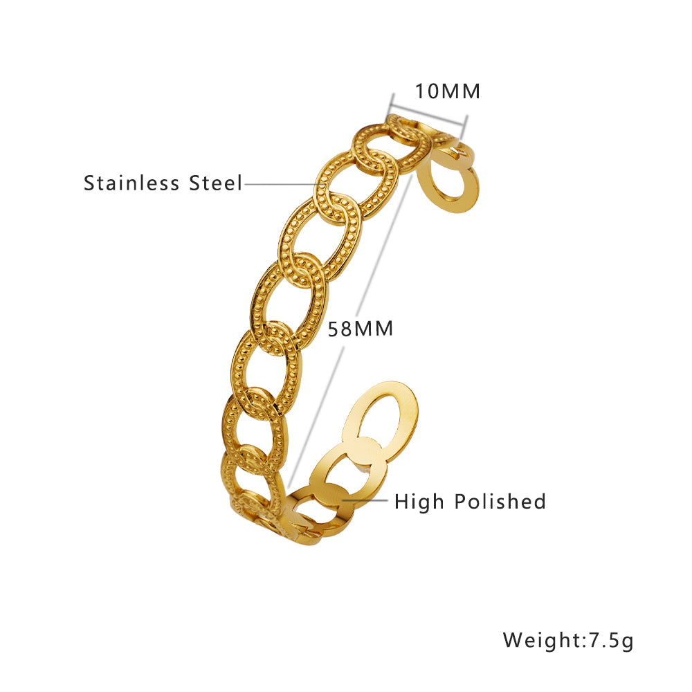 Stainless steel plated 18-karat gold hollow twist bracelet