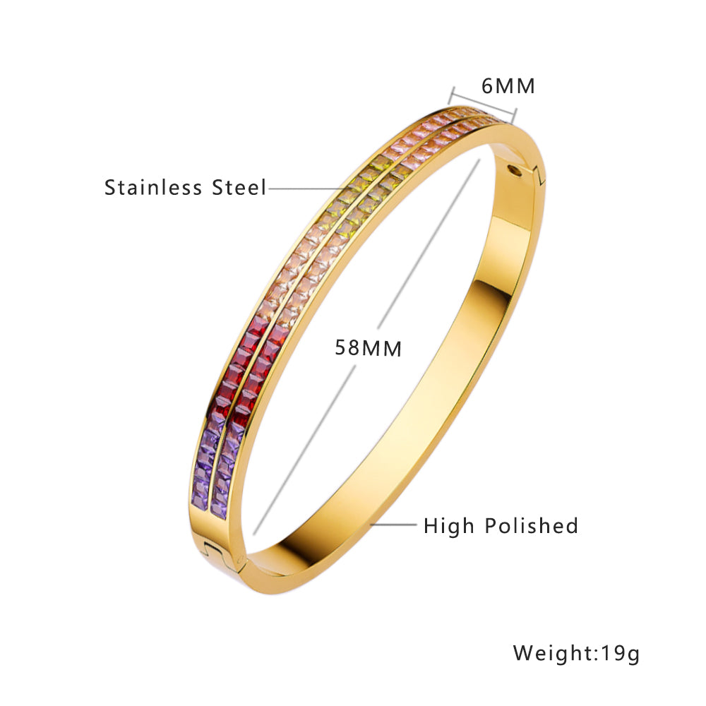 Stainless steel plated 18-karat gold colored diamond bracelet