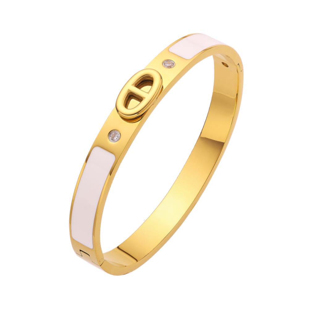 Stainless steel plated 18K gold pig nose gold bracelet