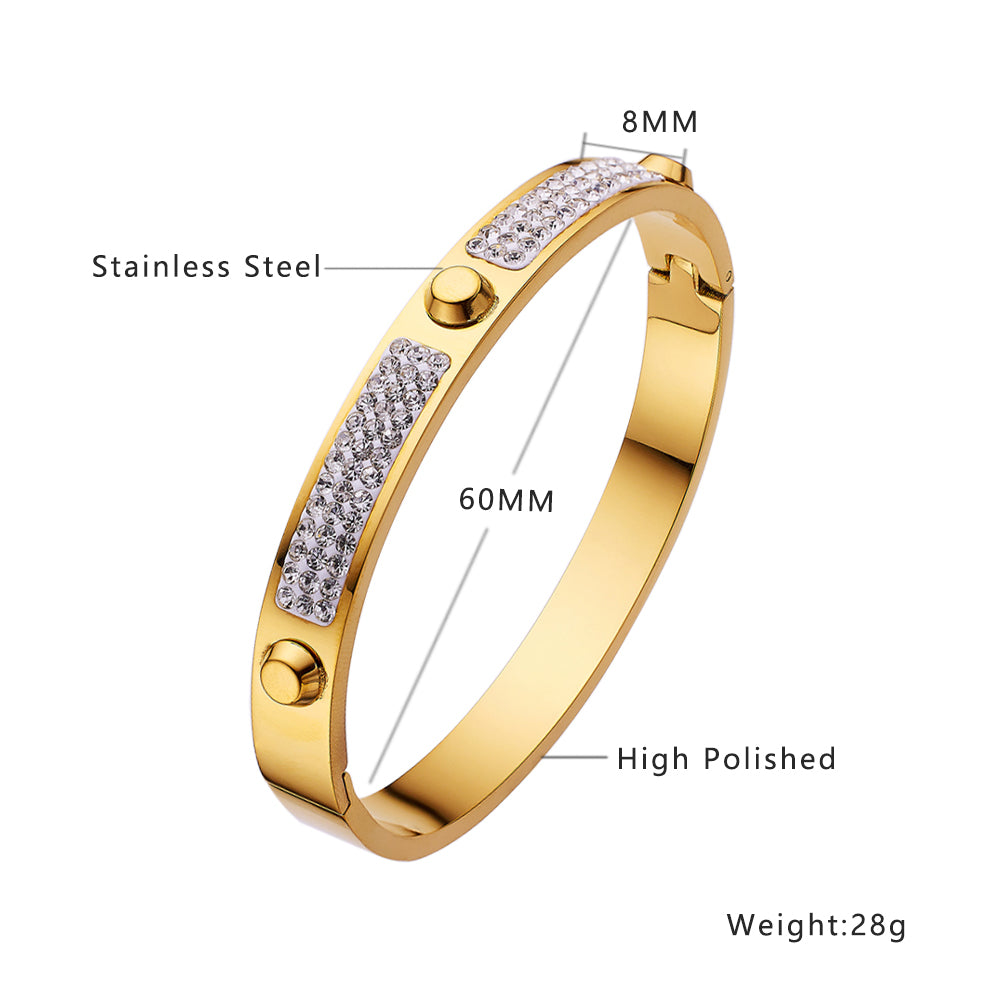 Stainless steel plated 18-karat gold triple nail mud bracelet