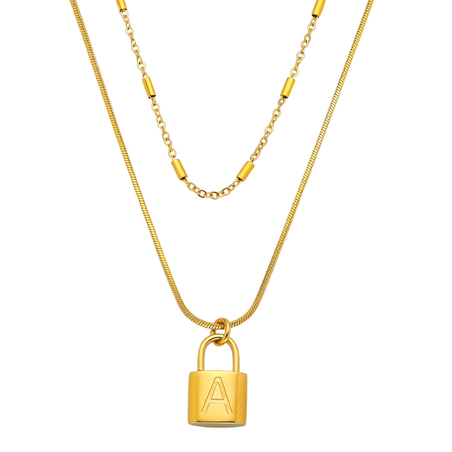 Lock Pendant Double-Layer Necklace – Stylish & Personalized
