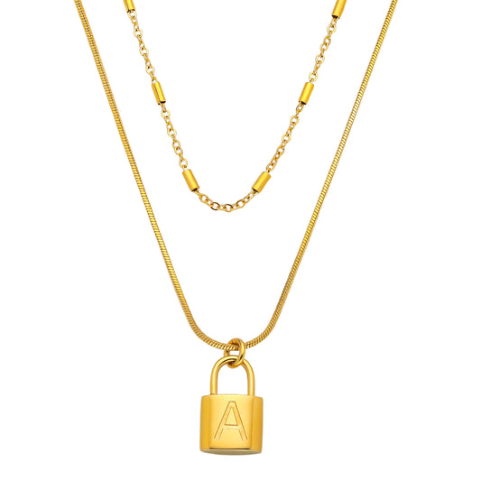 Lock Pendant Double-Layer Necklace – Stylish & Personalized