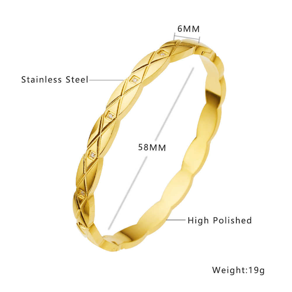 Stainless steel 18K gold plated bread bangle