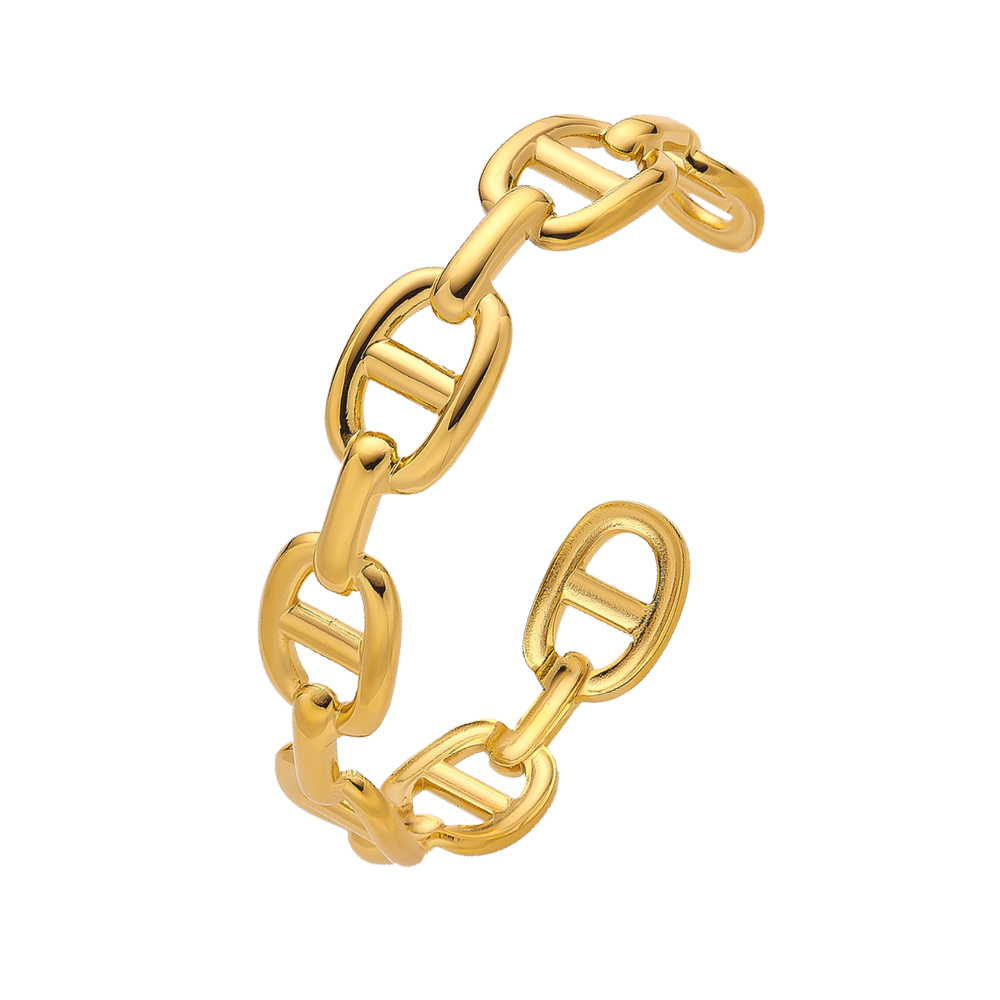 Stainless steel plated 18-karat gold semi-closed chain bracelet