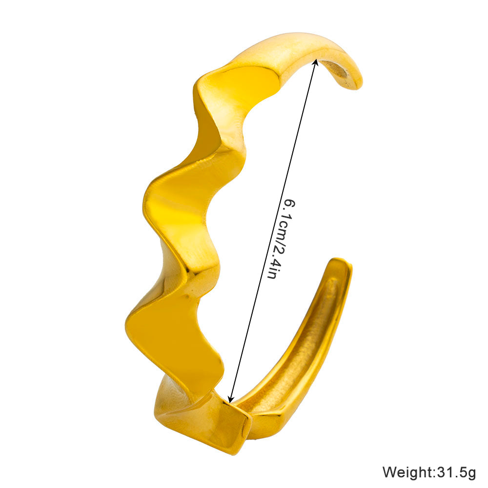316 Stainless Steel 18K Wave C-Shaped Bracelet | Stylish Open Design