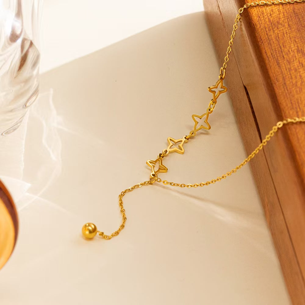316 Stainless Steel 18K Gold Plated Hollow Star Necklace | Creative Design Pendant for Women