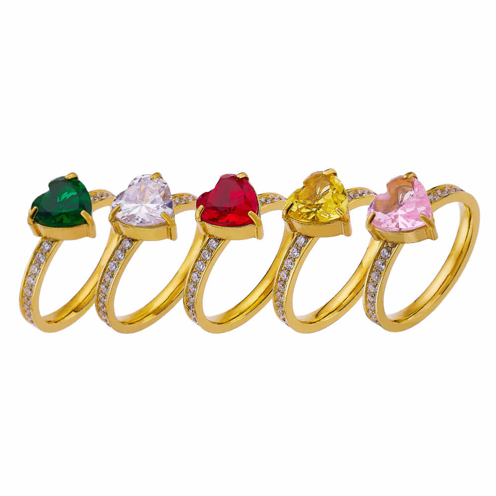 Stainless steel 18k gold plated love gemstone agate ring