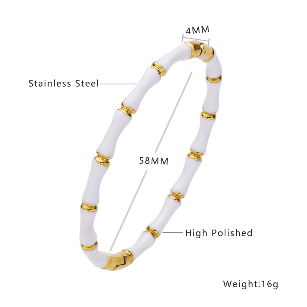 Stainless steel plated 18K gold bamboo bracelet