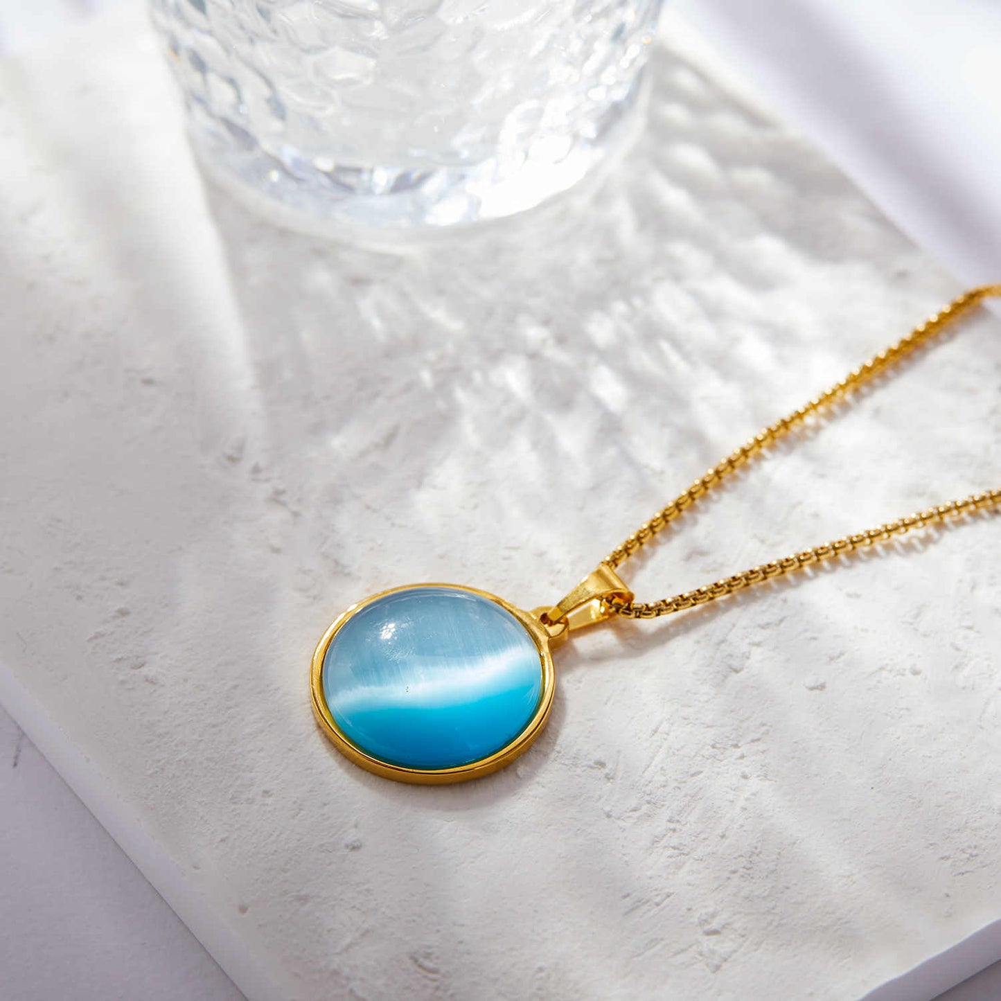 Stainless Steel 18K Gold Plated Cat's Eye Necklace