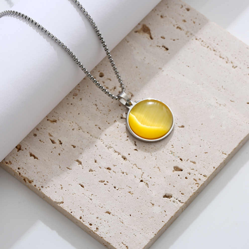 Stainless Steel 18K Gold Plated Cat's Eye Necklace