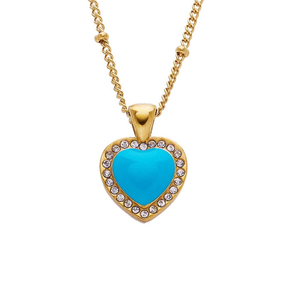 Stainless steel 18K gold plated love zircon necklace